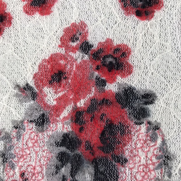 Free People Oversized Sweatshirt Small Relaxed Boho Fit Floral Lace Cottagecore - Picture 8 of 14